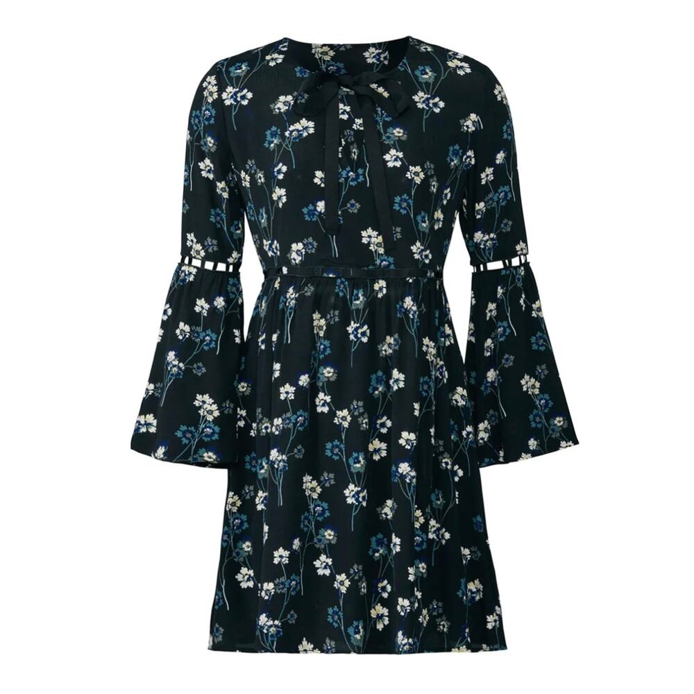 Ella Moss Black Adara Floral Mini Dress S